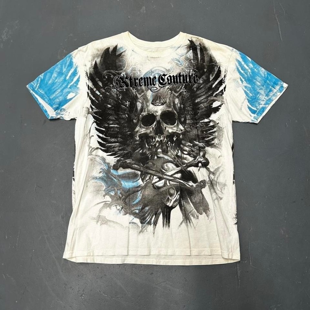 y2k Xtreme Couture all over print grunge affliction style graphic Tshirt